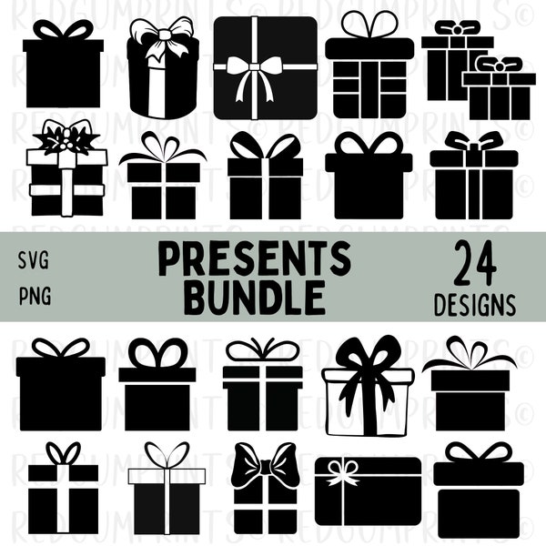 Presents SVG Bundle, Present SVG, Gift svg, Gift Box Svg, Ribbon SVG, Png, Svg Files for Cricut, Silhouette, Bow svg, Cricut, Box svg