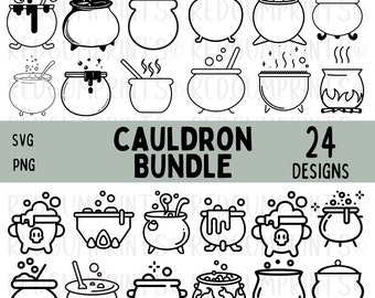 Pacote Caldeirão SVG, Caldeirão de Bruxas SVG, Caldeirão, Halloween, Pot SVG, Png, Arquivos Svg para Cricut, Silhueta, Cricut, Design de Sublimação