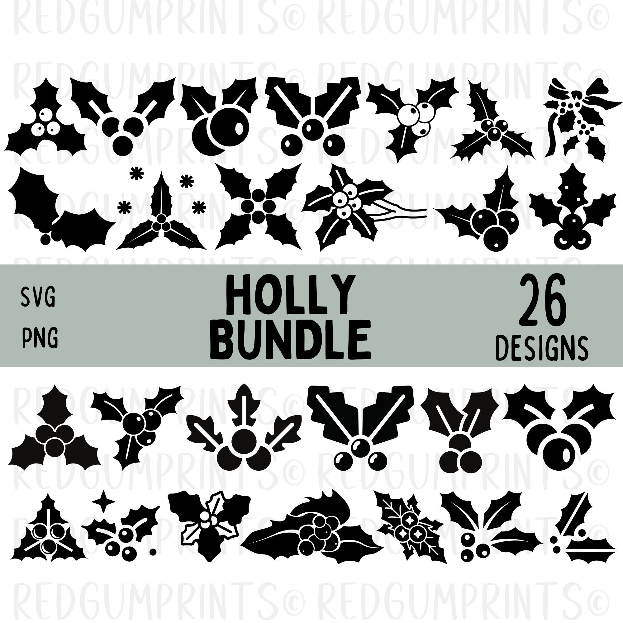 Holly SVG Bundle Christmas Holly SVG Christmas Svg Xmas - Etsy