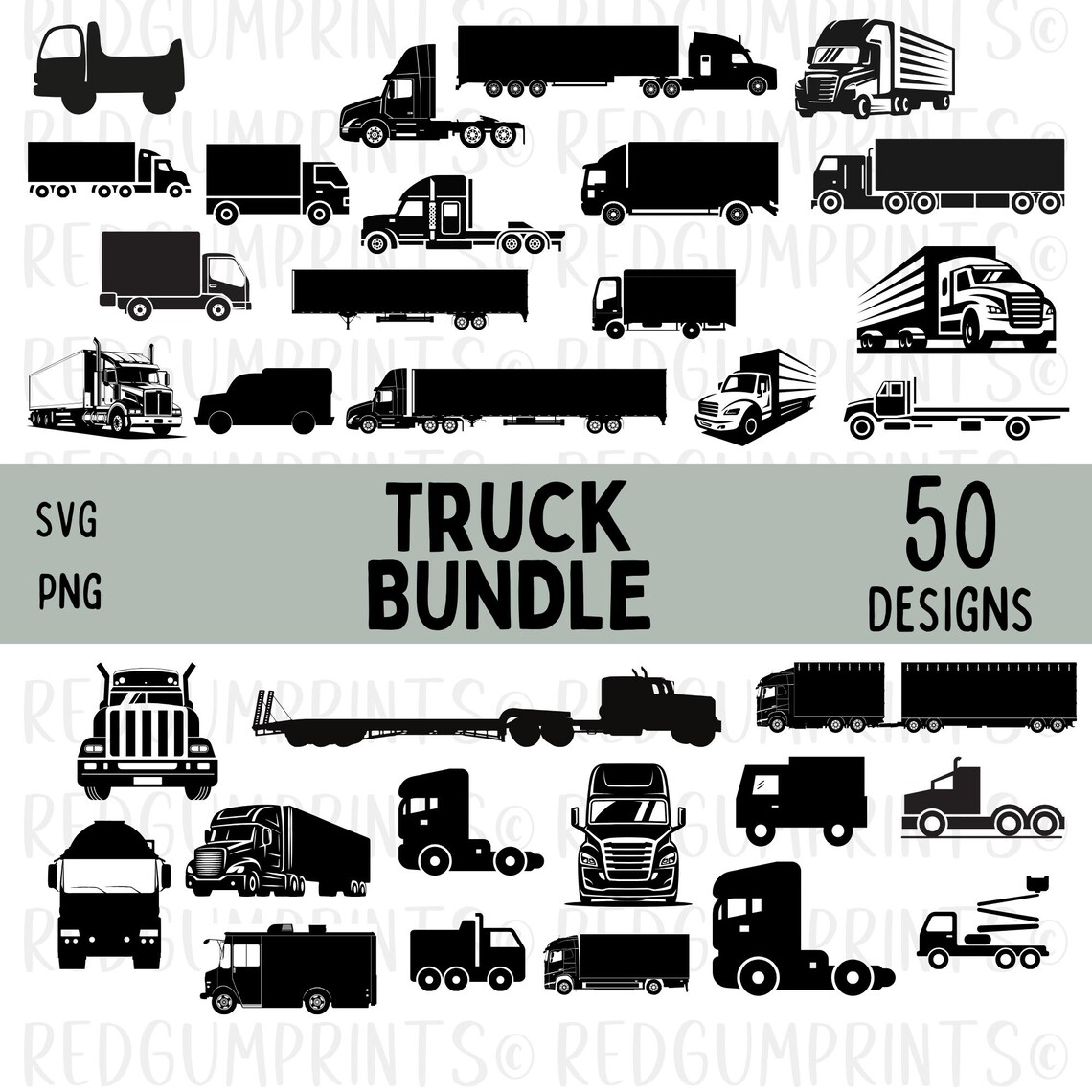 Dig Rig Svg Truck SVG Bundle, Semitrailer SVG, Big Rig Svg, Trucker Svg, Tractor ...