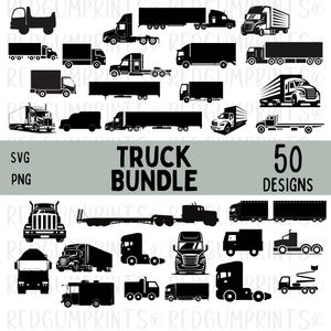Pacote SVG de caminhão, SVG de semirreboque, SVG de caminhão grande, SVG de caminhoneiro, SVG de trator-reboque, PNG, arquivos SVG para Cricut, Silhouette, SVG, Cricut