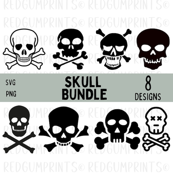 Skull SVG Bundle, Skull and Crossbones, Bones SVG, Halloween, SVG Bundle, Png, Svg Files for Cricut, Silhouette, Cricut, Skull svg