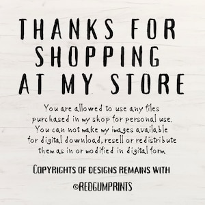 K&ouml;nnte beinhalten: Wei&szlig;er Holzgrund mit schwarzem Text: "DANKE F&Uuml;R IHREN EINKAUF IN MEINEM SHOP." Zus&auml;tzlicher Text enth&auml;lt Nutzungsbedingungen. Der Copyright-Hinweis f&uuml;r @REDGUMPRINTS befindet sich unten.