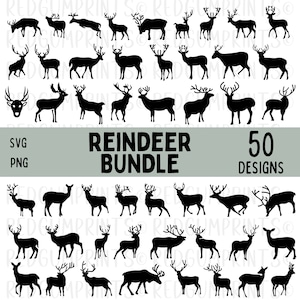 Rentier SVG Bundle, Rentier SVG, Weihnachten SVG, Xmas Svg, Png, Dateien für Cricut, Silhouette, Hirsch Svg, Cricut, Christmas Deer SVG, Hirsch