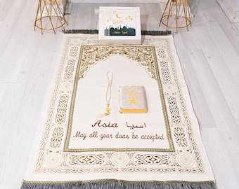 Ensemble cadeau islamique Coran Tasbeeh, tapis de prière personnalisé, Ramadan Eid, anniversaire de mariage, fête des pères, Saint-Valentin, cadeaux