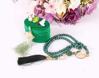 Personalized Velvet Box Pearl Prayer Beads Muslim Favors | Wedding Favors | Eid Favors | Baby Shower Favors | Hajj Umrah Favor | Ameen Favor