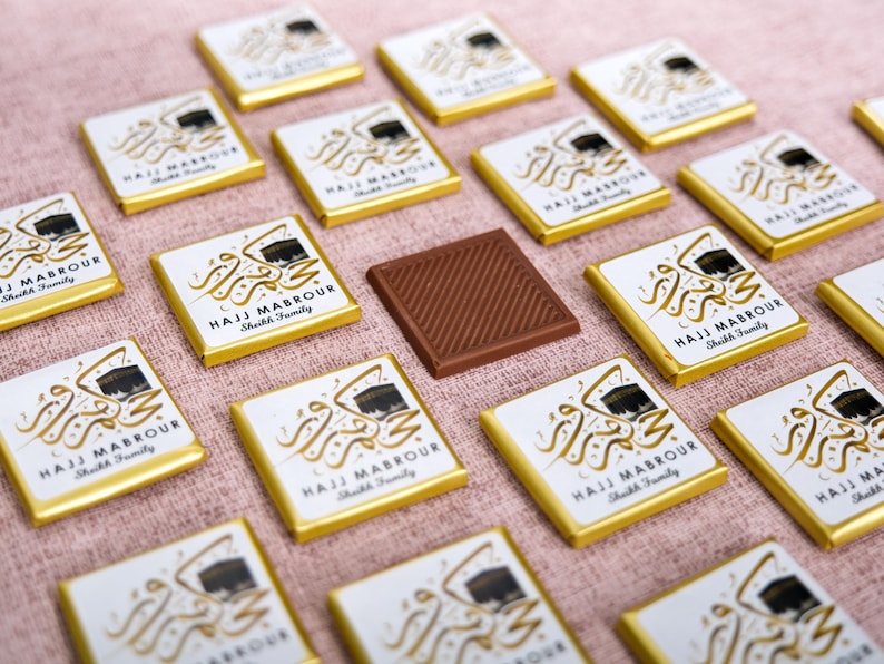 Hajj Mubarak Custom Chocolate Favors for Guests, Eid Al Adha Gift, Eid Mubarak, Umrah Mubarak, Eid Gift Boxes, Eid Favors, Eid Chocolate