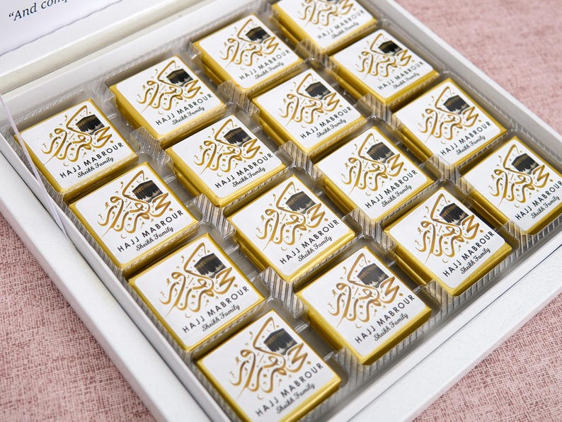 Hajj Mubarak Custom Chocolate Favors for Guests, Eid Al Adha Gift, Eid Mubarak, Umrah Mubarak, Eid Gift Boxes, Eid Favors, Eid Chocolate