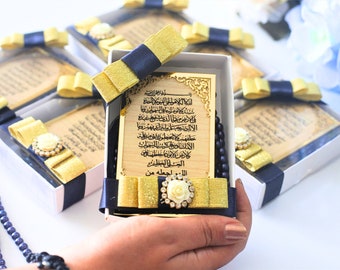 Gepersonaliseerde Ayatul Kursi Tasbeeh-bedankjes met standaard voor gasten in bulk | Bruiloft Nikkah, verloving, Ramadan, Eid, babyshower, feestcadeaus