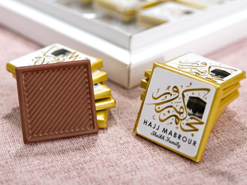 Hajj Mubarak Custom Chocolate Favors for Guests, Eid Al Adha Gift, Eid Mubarak, Umrah Mubarak, Eid Gift Boxes, Eid Favors, Eid Chocolate