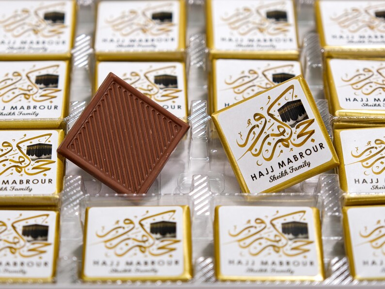 Hajj Mubarak Custom Chocolate Favors for Guests, Eid Al Adha Gift, Eid Mubarak, Umrah Mubarak, Eid Gift Boxes, Eid Favors, Eid Chocolate