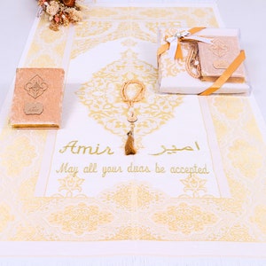 Personalized Lightweight Travel Prayer Mat Velvet Quran Tasbih Gift Set | Ramadan Eid Wedding Birthday Mothers Fathers Valentines Days Gifts
