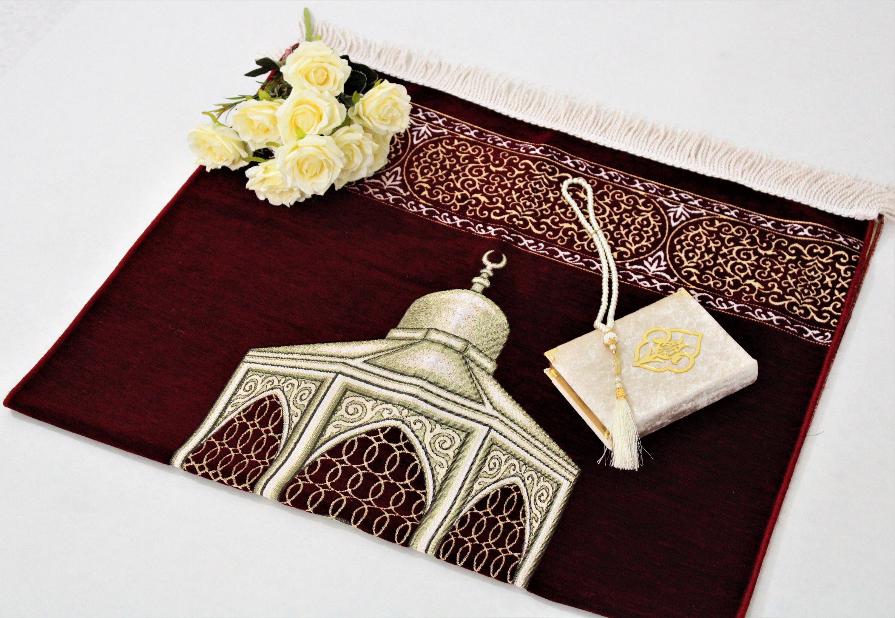 Personalized Velvet Prayer Mat Quran Yaseen Set Islamic Etsy