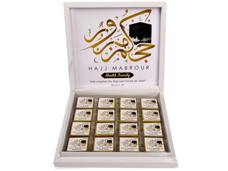 Hajj Mubarak Custom Chocolate Favors for Guests, Eid Al Adha Gift, Eid Mubarak, Umrah Mubarak, Eid Gift Boxes, Eid Favors, Eid Chocolate