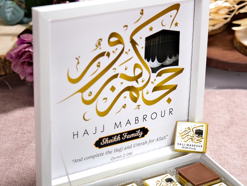 Hajj Mubarak Custom Chocolate Favors for Guests, Eid Al Adha Gift, Eid Mubarak, Umrah Mubarak, Eid Gift Boxes, Eid Favors, Eid Chocolate
