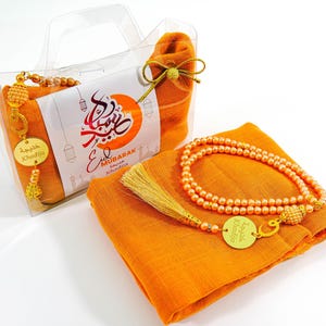 Personalized Custom Head Scarf Pearl Prayer Beads Favors for Guest in Bulk Ramadan Eid Hajj Umrah Wedding Baby Shower Party Favors Gifts