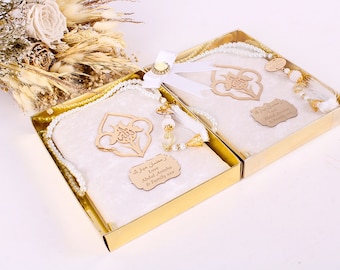 Personalisiertes Samt-Dua-Buch (Tasbih) – Islamisches Geschenkset | Ramadan, Eid, Hajj, Umrah, Hochzeit, Geburtstag – Gastgeschenke für muslimische Gäste