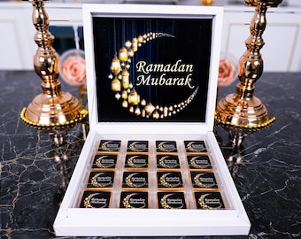 Recuerdos de chocolate para Ramadán Kareem, caja de 16 unidades, regalos personalizados para Eid Mubarak, Hajj, Umrah, recuerdos islámicos, fiesta musulmana, Mawlid, Nikkah.