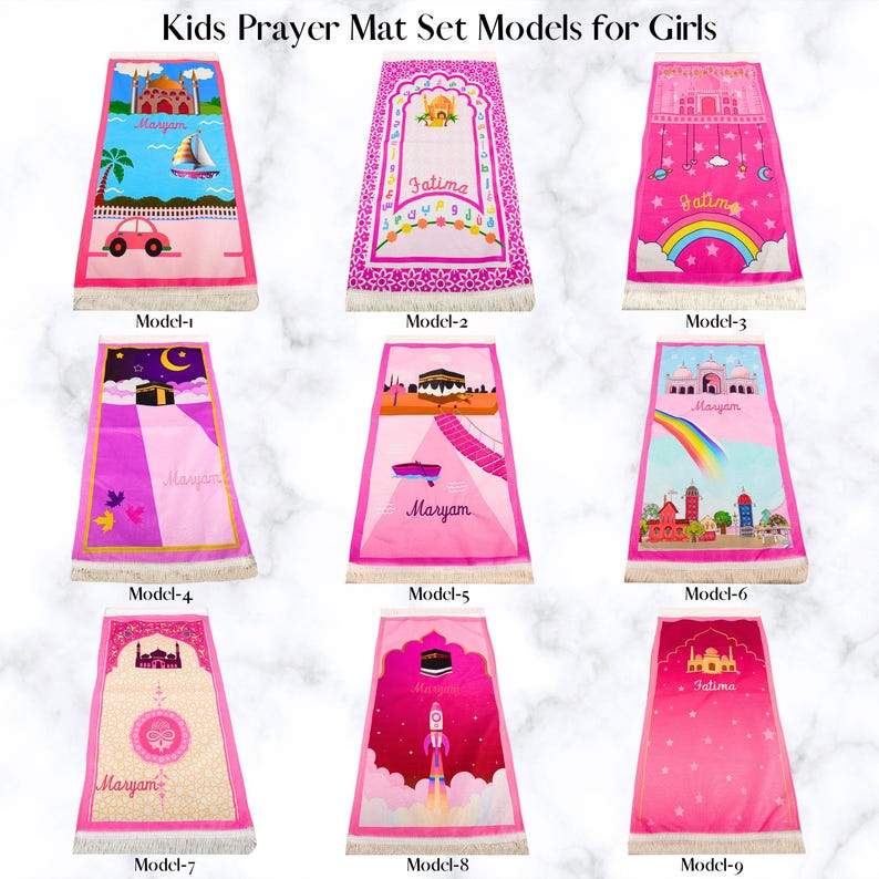 Personalized Kids Prayer Mat Set, Custom Muslim Kids Prayer Rug Quran Tasbih Box, Quran Graduation Gift, Ameen Favor, Eid Gift for Kids image 3