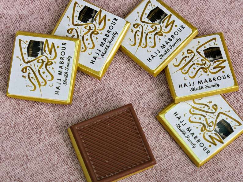 Hajj Mubarak Custom Chocolate Favors for Guests, Eid Al Adha Gift, Eid Mubarak, Umrah Mubarak, Eid Gift Boxes, Eid Favors, Eid Chocolate