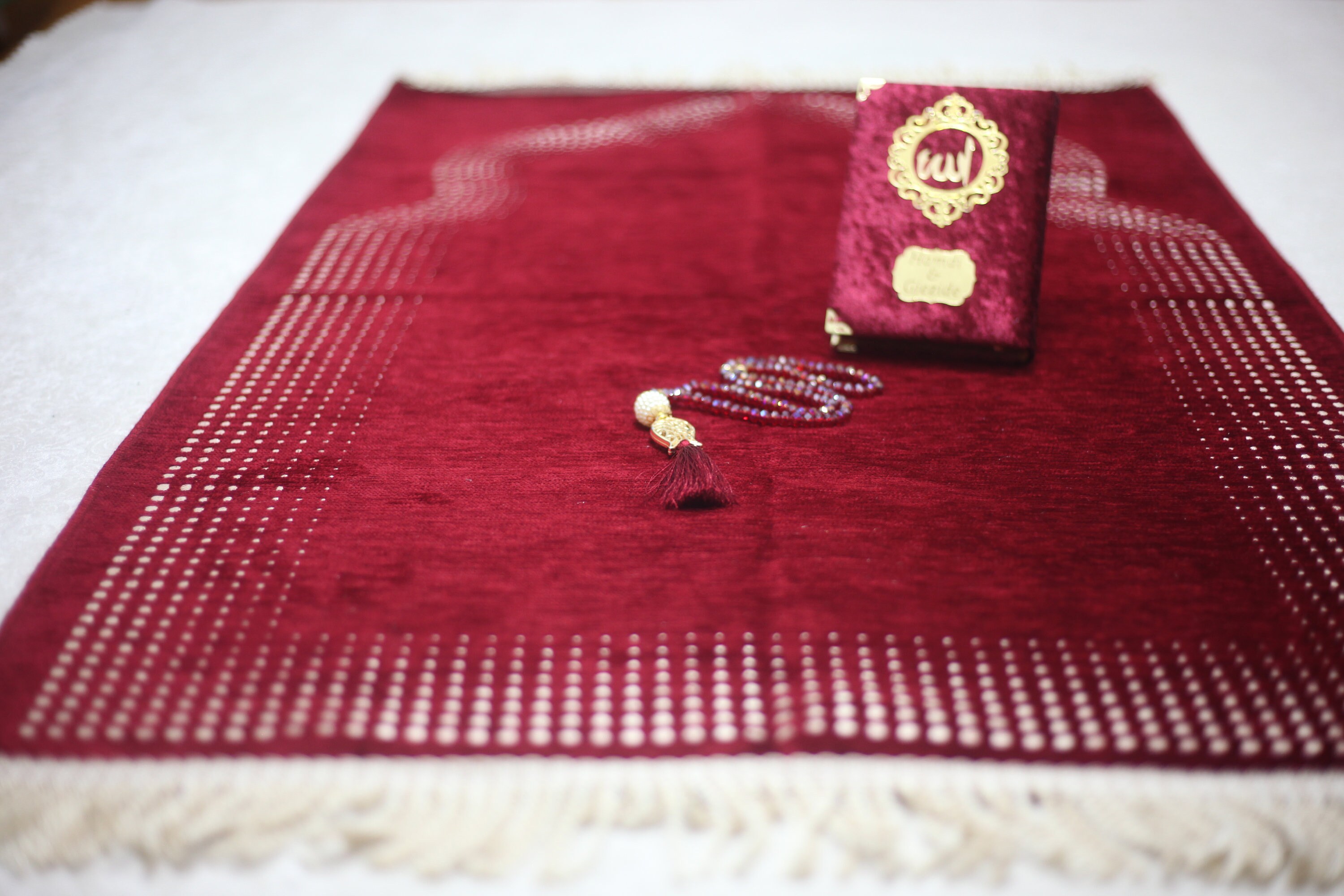 Personalized Velvet Prayer Mat Quran Yaseen Set Islamic Etsy