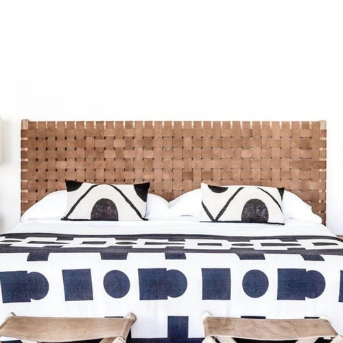 Woven Natural Leather Strap Headboard King Size Etsy