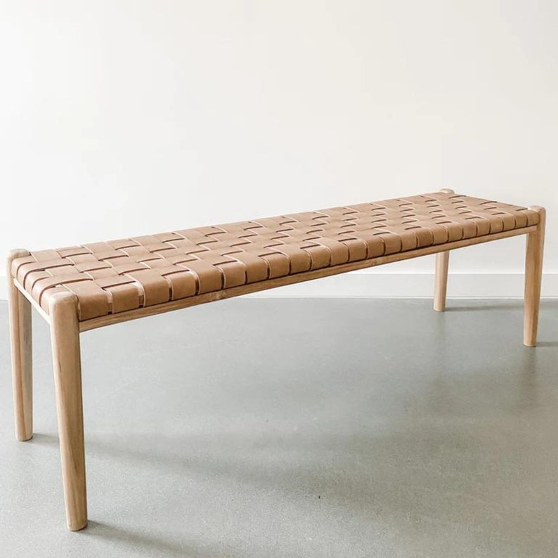 Woven Natural Leather Strap Bench Saddle Etsy