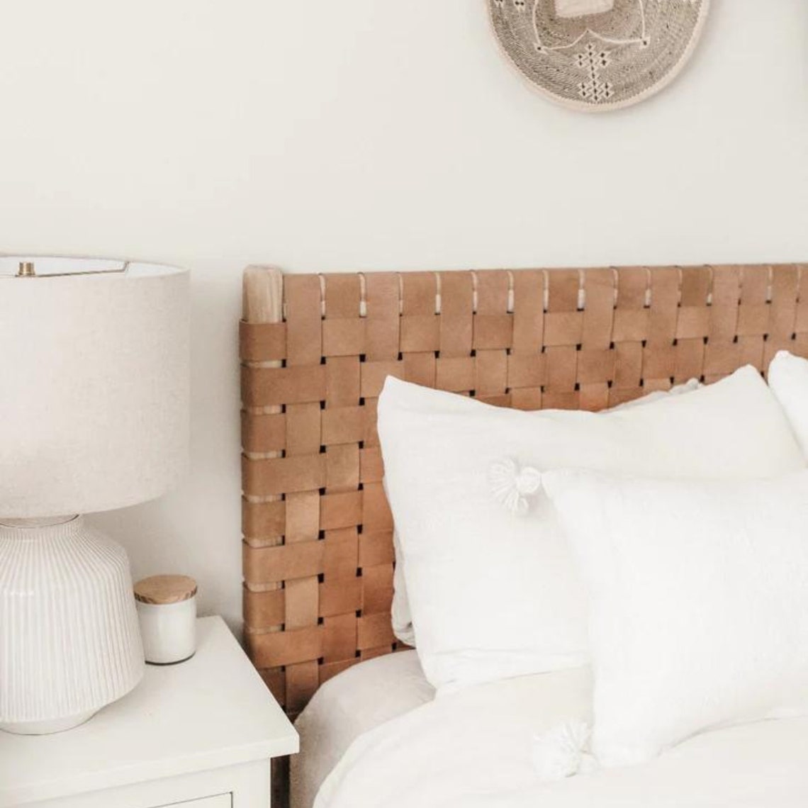 Woven Natural Leather Strap Headboard King Size Etsy