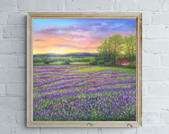 Impresión de lavanda impresión de arte original, pintura de lavanda impresión de bellas artes, arte de la pared de lavanda impresión de arte de la naturaleza impresión de flores silvestres