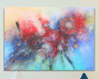 Abstract acrylic painting, colorful  textured wall art modern  large abstract art original painting large canvas art