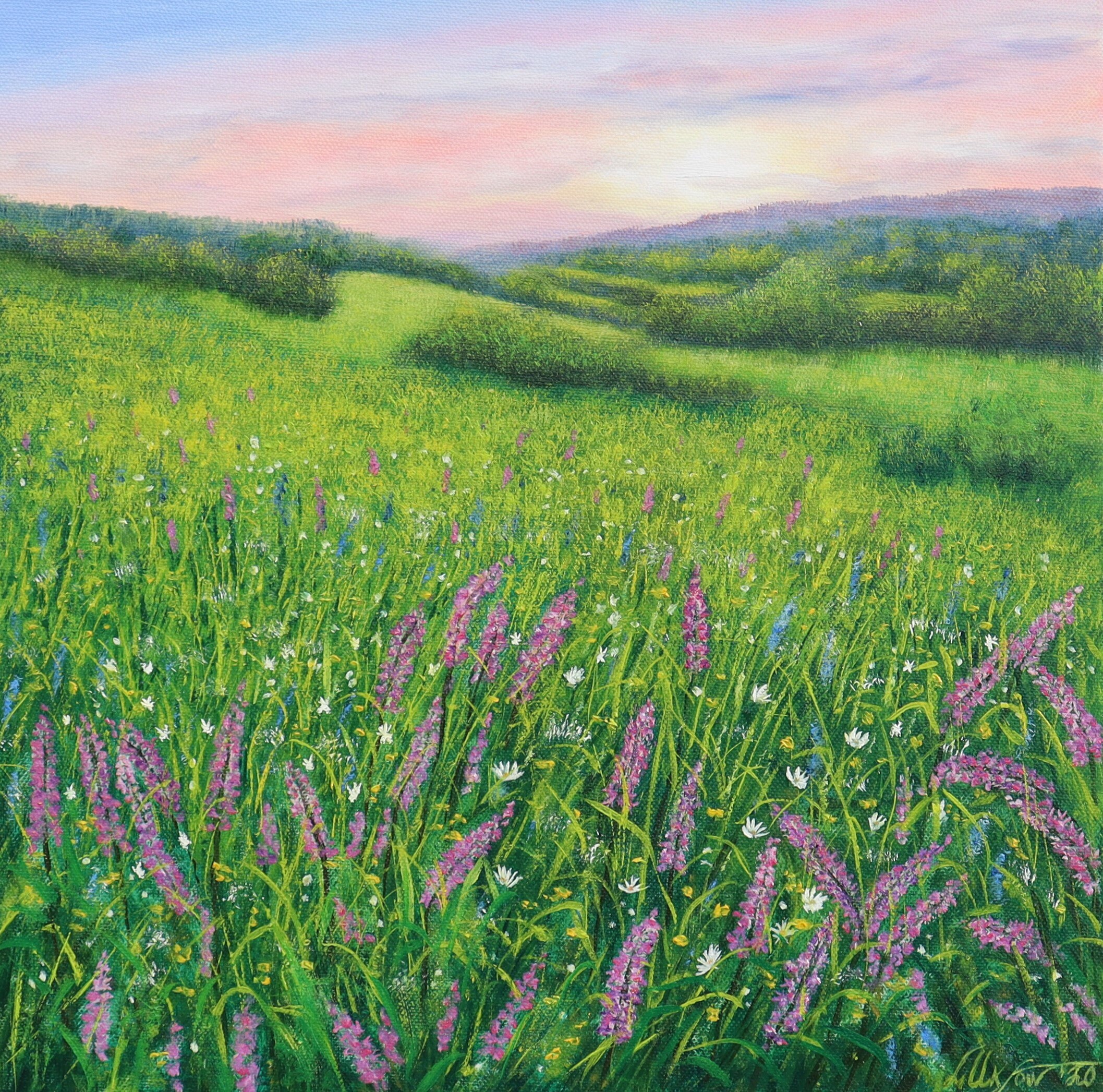Sunrise painting original art Meadow landscape oil painting Etsy