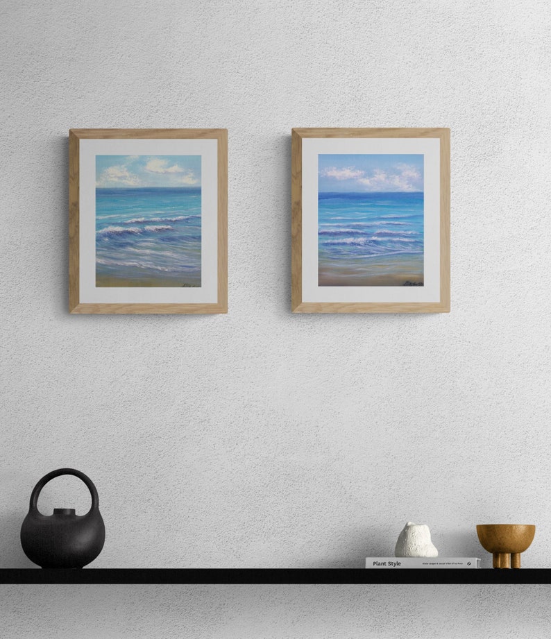 Peinture à l'huile originale art mural océan nautique vagues paysage marin peinture plage côtière petite peinture 8 x 10 sur carton image 9