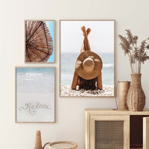 Beach wall art 3 piece wall art prints, Beach home Decor, Coastal wall art Print Set, Gallery wall prints set, Summer digital downloads