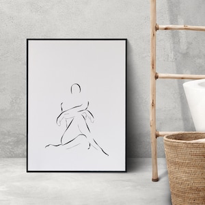 Aesthetic poster, Body outline, line art body drawing printable wall art, minimalist, bathroom wall art, living room decor, instant download