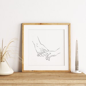 Couple Hands Printable Art Lovers Hands Line Art Hands Line Art Poster Line Drawing Minimalist Holding Hands Wall Decor Valentine&#39;s Day Gift