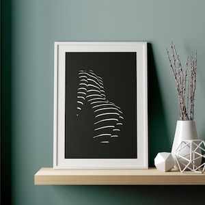 Sensual body print, Woman body shape, Abstract female body drawing printable wall art, posters aesthetic, body positivity art, Digital Art