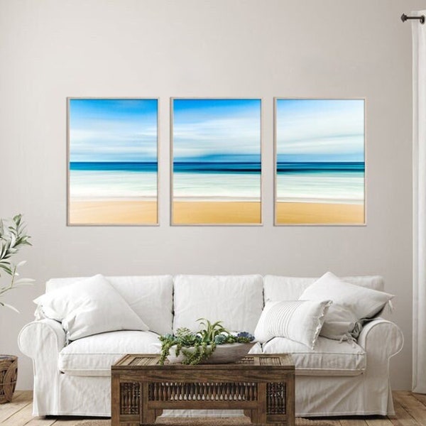 Abstract Coastal wall art set of 3 piece wall art, Canvas wall art prints for beach house decor A1, 11x14, 20x30, 24x32, 24x36, 30x40, 32x48