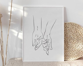 One Line Art Paar Hände Line Art Paar Minimalist Wand Kunst Hand Line Art Paar Druck Line Art Print Paar Geschenk sofortiger digitaler Download
