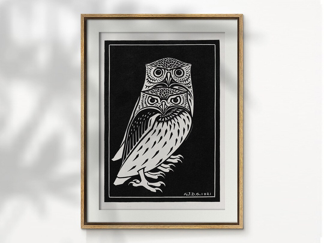 Owl Print, Animal Poster Digital Download, Two Owls Printable Wall Art ...