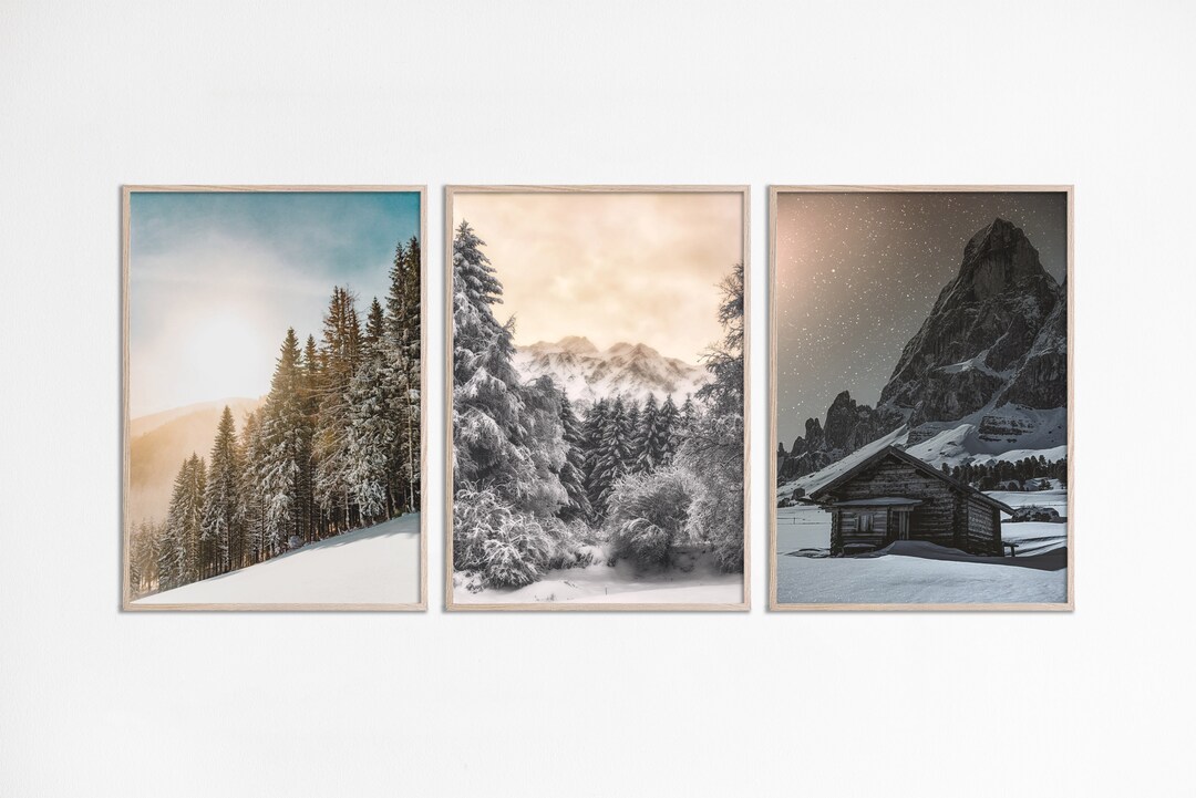 Winter 3 Piece Wall Art Set of 3 Prints Winter Wonderland Printable Set ...