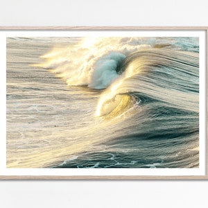 Ocean Waves Poster, Green water wall art, Green Wave Coastal Wall art, Surf Print Beach Decor, Rolling waves horizontal printable wall art
