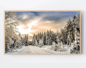 Christmas Samsung Frame Tv Art Christmas Frame Tv art Winter Frame Tv Art Snow Scene tv wallpaper Snowy Forest Digital Art For Tv download