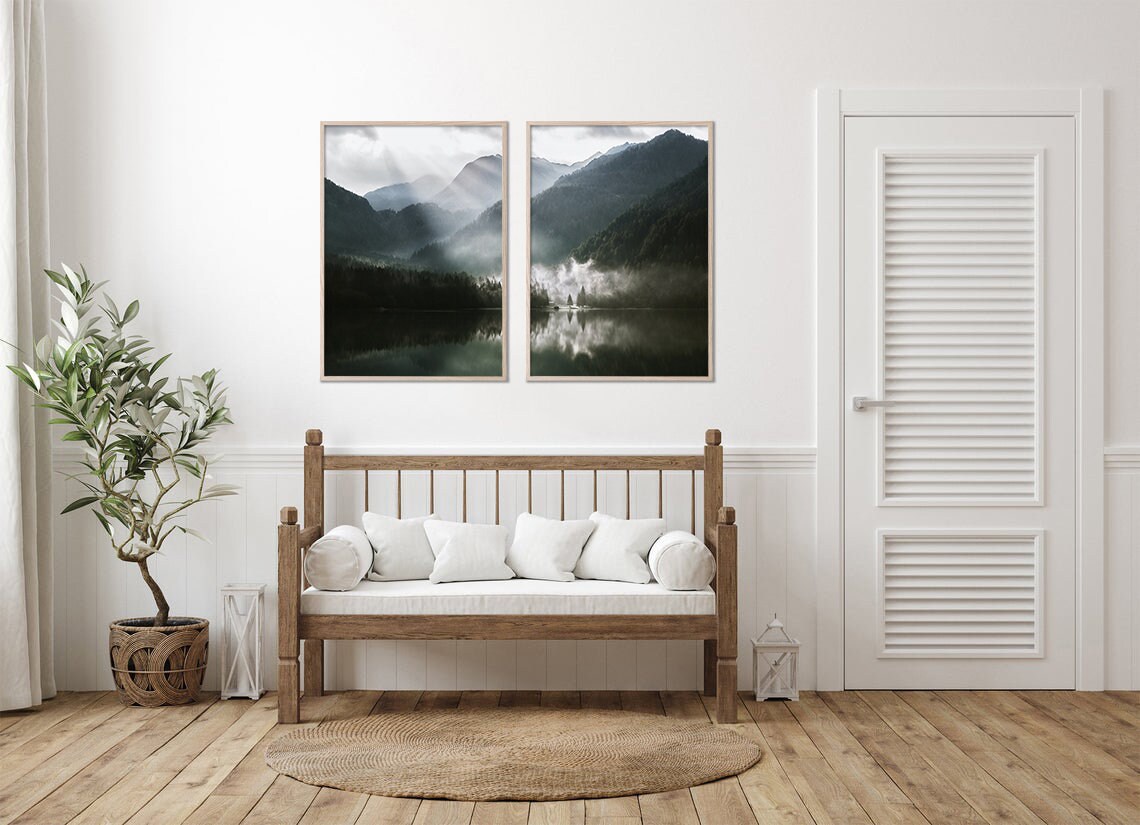 Mountain Lake Printable Wall Art Set of 2 Prints Nature - Etsy