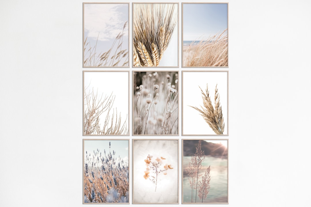 Botanical Print Set of 9 Farmhouse Prints Boho Room Decor Neutral Tones ...