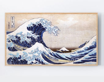 Samsung Frame TV Art, The Great Wave, Katsushika Hokusai, Watercolor Great Wave off Kanagawa Japan, Famous Japanese wave, High Quality File