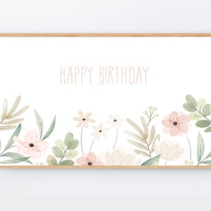 Art de cadre TV Samsung, joyeux anniversaire aquarelle fleurs, téléchargement numérique Samsung Art TV Bday pour cadre Samsung, Bday cadre Tv Art Télécharger