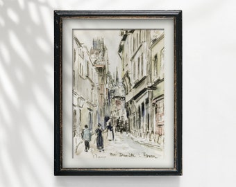 Vintage Architecture Print, Paris wall art, Neutral Cityscape Painting, European Cityscape Painting, digital downloads printable wall art