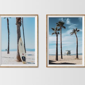 Palm Tree Print set of 2 Surfboard Wall Art, Palm Prints, Tropical Vibes, Surfing Posters Summer Prints, Coastal Print Set digital download