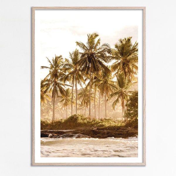 Boho Palm Trees Print, Tropical Photography Palm Tree Decor, Beige green Palm Tree Art, neutral tones Palm tree, Tropical Printable Wall Art