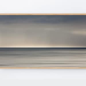 Samsung Frame TV Neutral Gray Ocean panoramic, Abstract Frame TV Art, Cloudy, Soft colors Painting, Coastal TV Frame Art, Beach House Decor